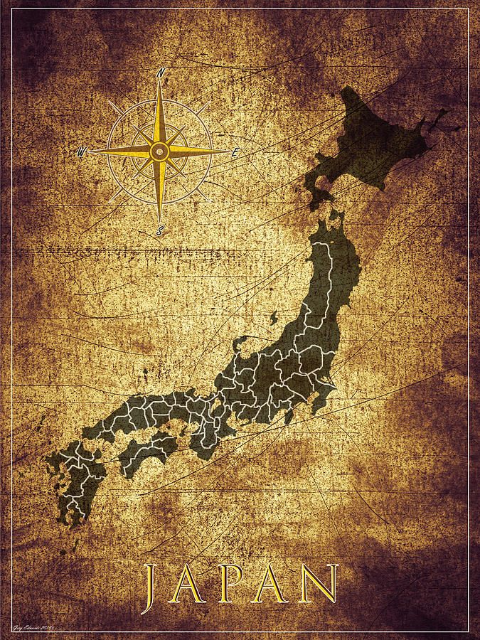 Japan Vintage Map Style 12 Painting by Greg Edwards