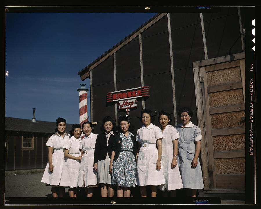 Racism Painting - Japanese-American camp Barber Shop by 