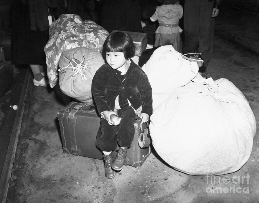 Japanese-americans Waiting Photograph by Bettmann