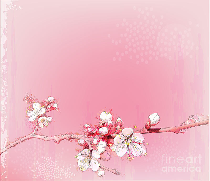 Japan Digital Art - Japanese Cherry Blossoms In Full Bloom by Reshetnyova Oxana Japan Digital Art - Japanese Cherry Blossoms In Full Bloom by Reshetnyova Oxana