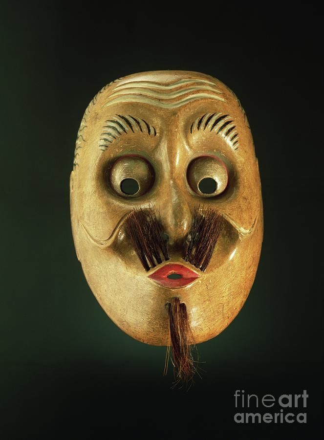 Japanese Comical Mask, Noh Theatre, Painted Wood Photograph Japanese School - Pixels