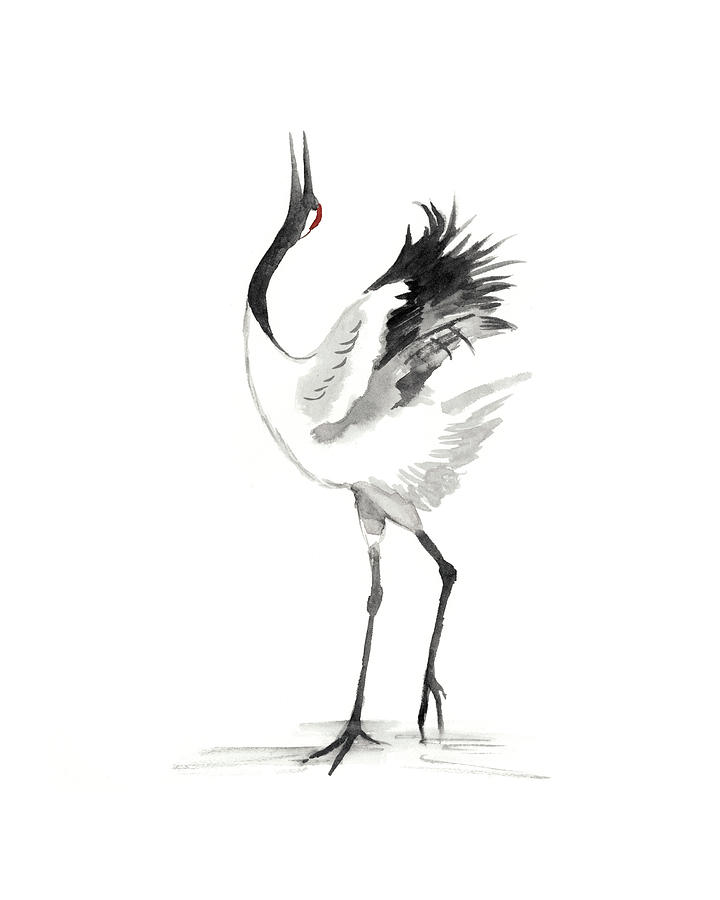 Animal Painting - Japanese Cranes Iv by Naomi Mccavitt