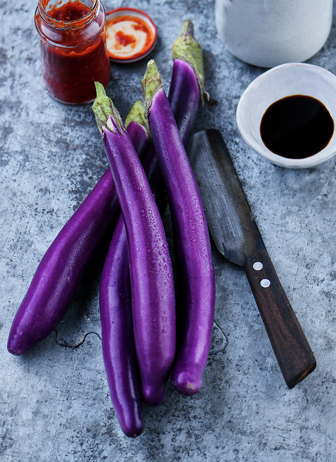 Japanese Eggplants, Soy Sauce And Chili Paste Photograph by Stefan Schulte-ladbeck