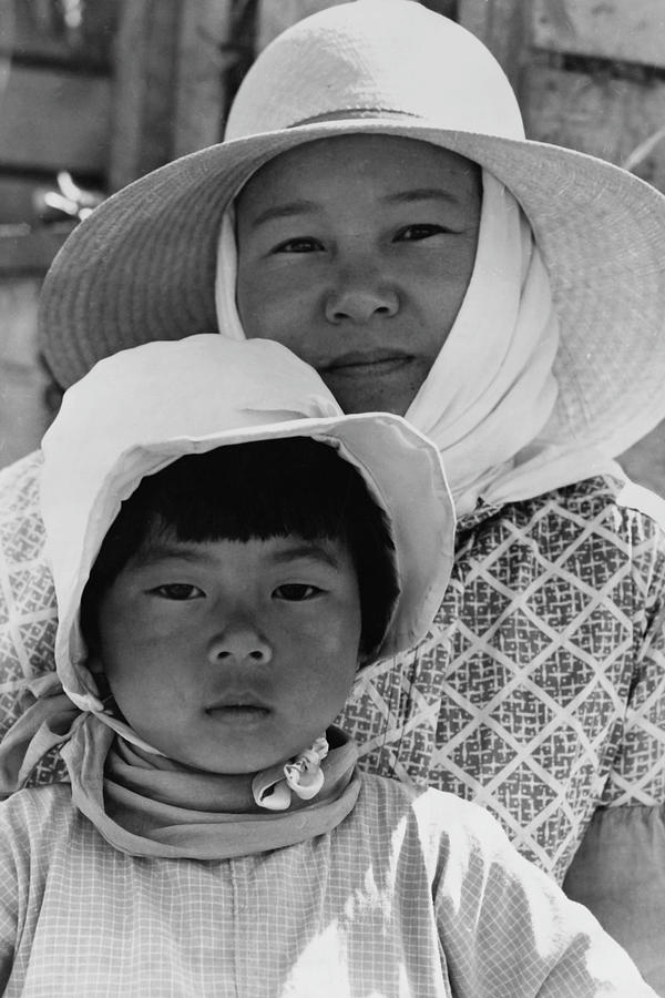 Japanese mother and daughter, agricultural workers Painting by Dorothea Lange Japanese mother and daughter, agricultural workers Painting by Dorothea Lange