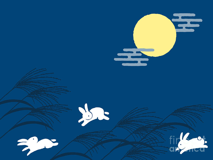 Moonlight Digital Art - Japanese Traditional Full Moon Night by Perori Moonlight Digital Art - Japanese Traditional Full Moon Night by Perori