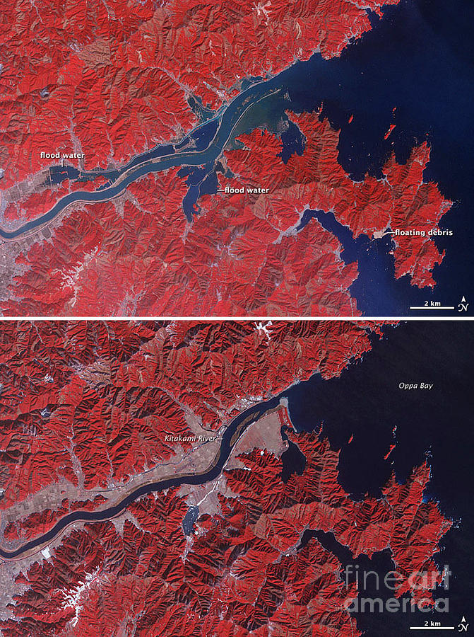 Japanese Tsunami 2011 Photograph by NASA Earth Observatory