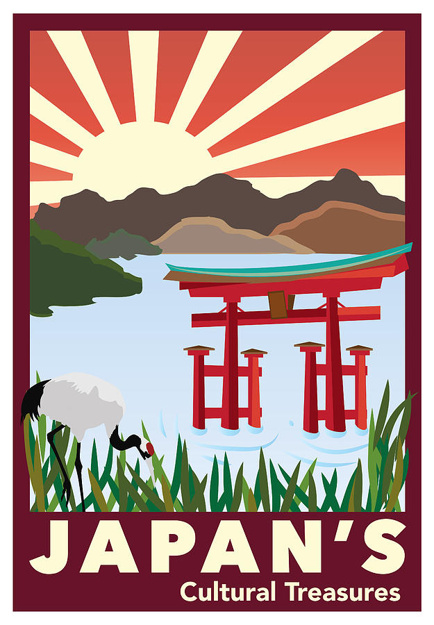 Japan's Cultural Treasures - Japan - Vintage Travel Poster by Siva Ganesh