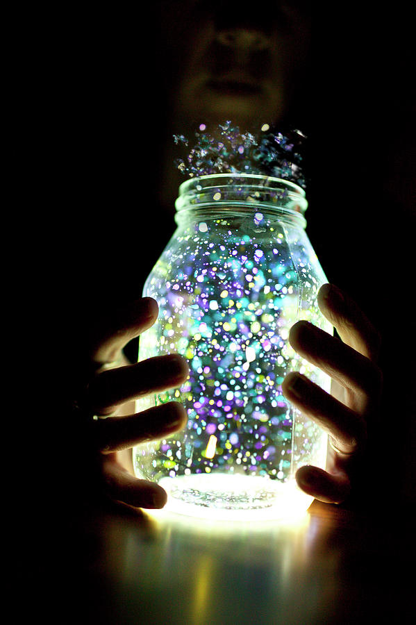 Jar And Glow Sticks Photograph by 55 Random Clicks Photography By Jodie Mcguire