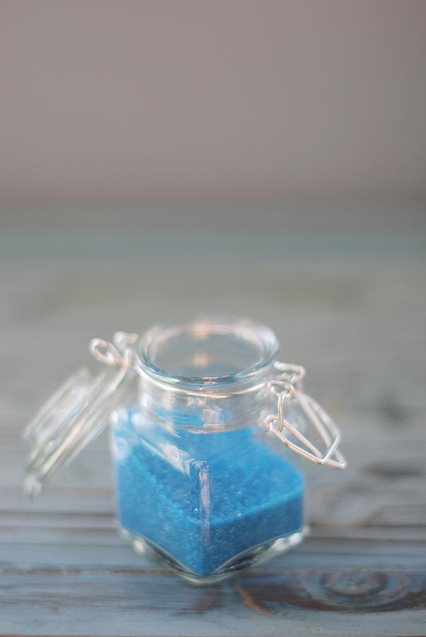 Jar Of Blue Sprinkles Photograph by Shawna Lemay