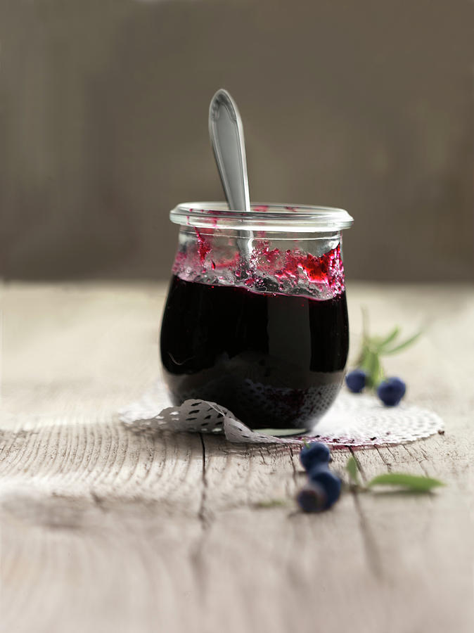Jar Of Blueberry Jam Photograph by Linda Sonntag