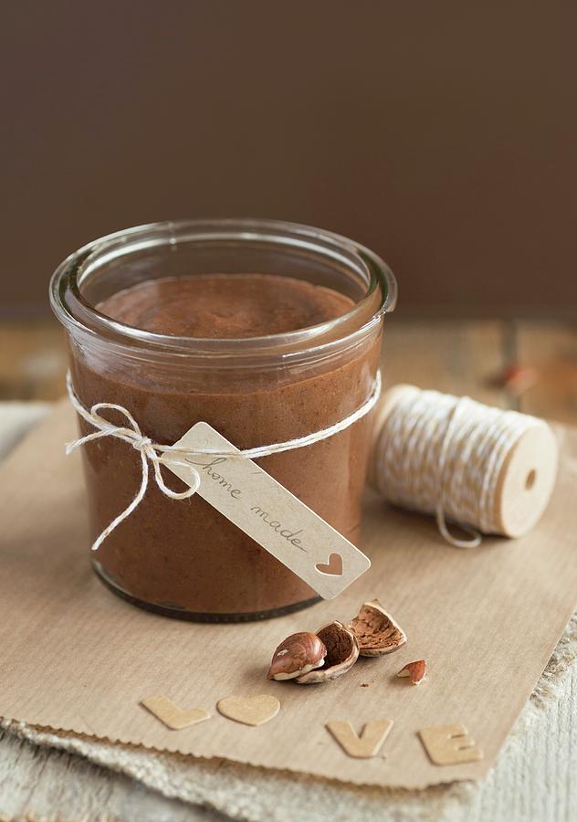 Jar Of Homemade Chocolate-hazelnut Spread Photograph by Chatelain