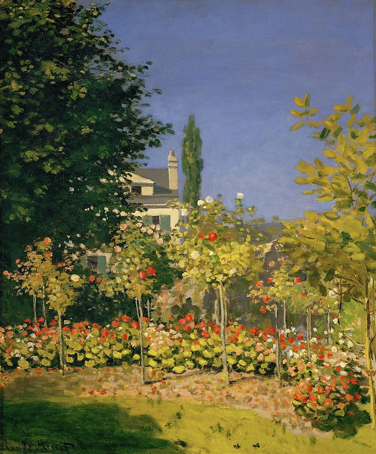 Jardin en fleurs a Sainte-Adresse. Garden in St. Adresse 1866. Painting ...