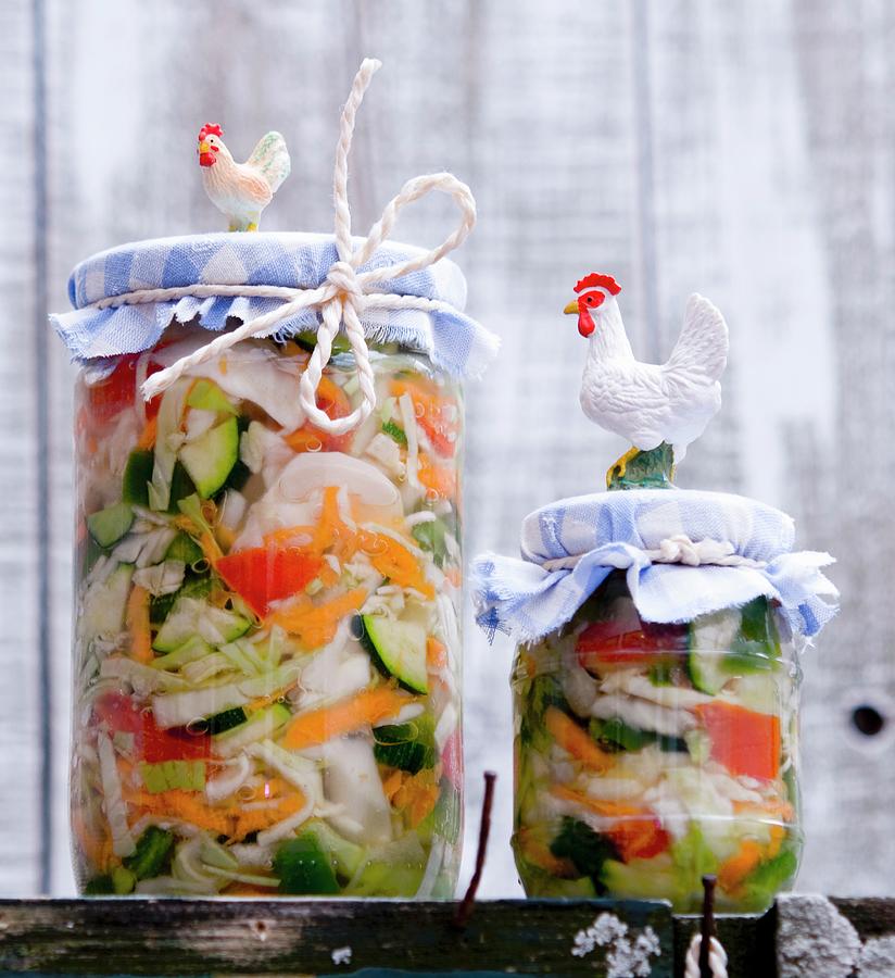 Jars Of Lactofermented Pickled Vegetables Photograph by Udo Einenkel