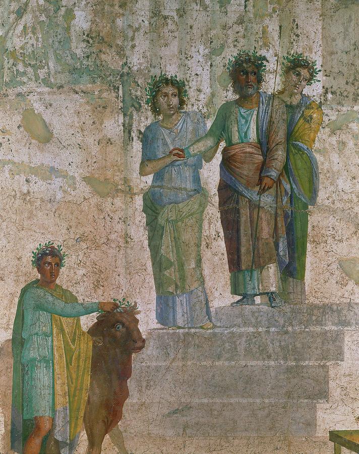 Jason before Pelias. 1st CE, from the Casa di Jasone, Pompeii. Painting by Album