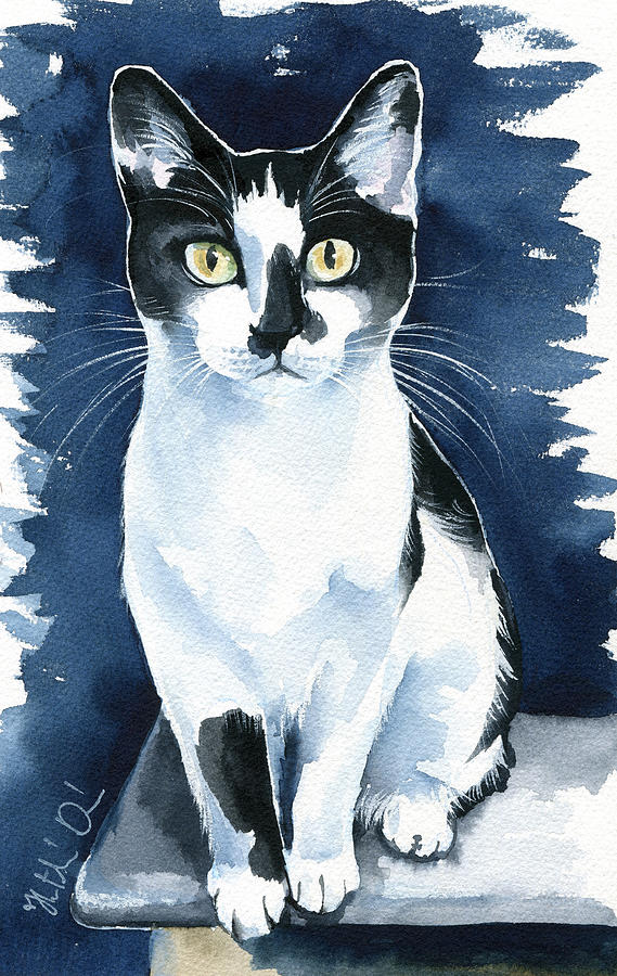 Jasper Tuxedo Cat Painting by Dora Hathazi Mendes Painting by Dora Hathazi Mendes