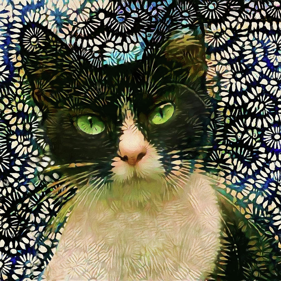 Jax the Tuxedo Cat Digital Art by Peggy Collins