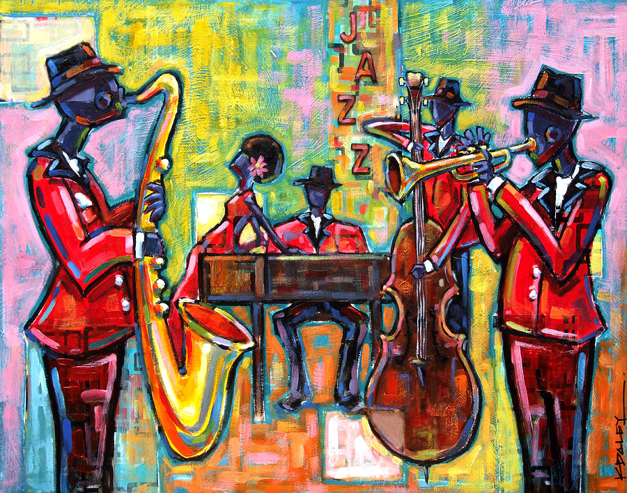 Nina Simone Painting - Jazz Band by Ken Daley