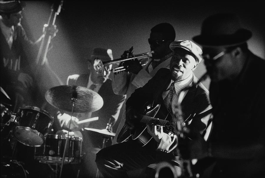 Jazz Band Performing In Club B&w Photograph by Bruce Ayres