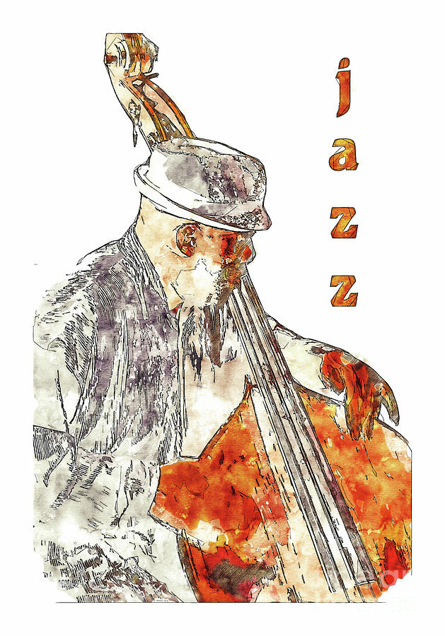 Jazz Bassist Mixed Media by Konstantin Sevostyanov