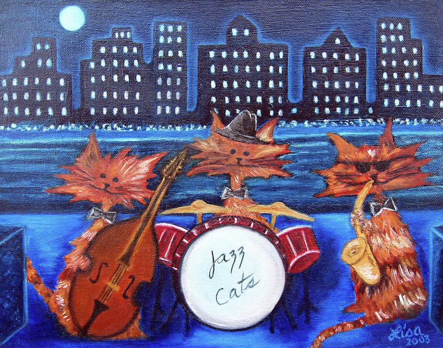 Jazz Cats Painting by Lisa Lorenz