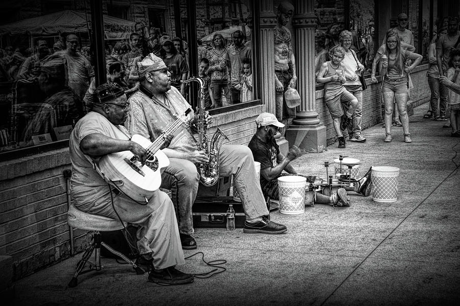 Jazz Musician Street Buskers in Infrared Black and White Photograph by Randall Nyhof