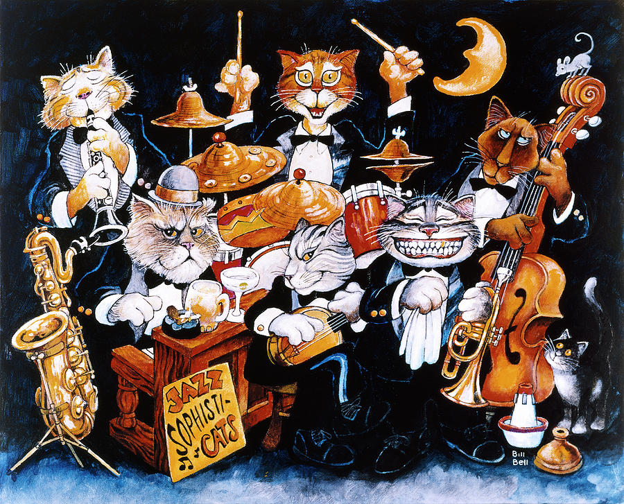 Cat Painting - Jazz Sophisticats by Bill Bell