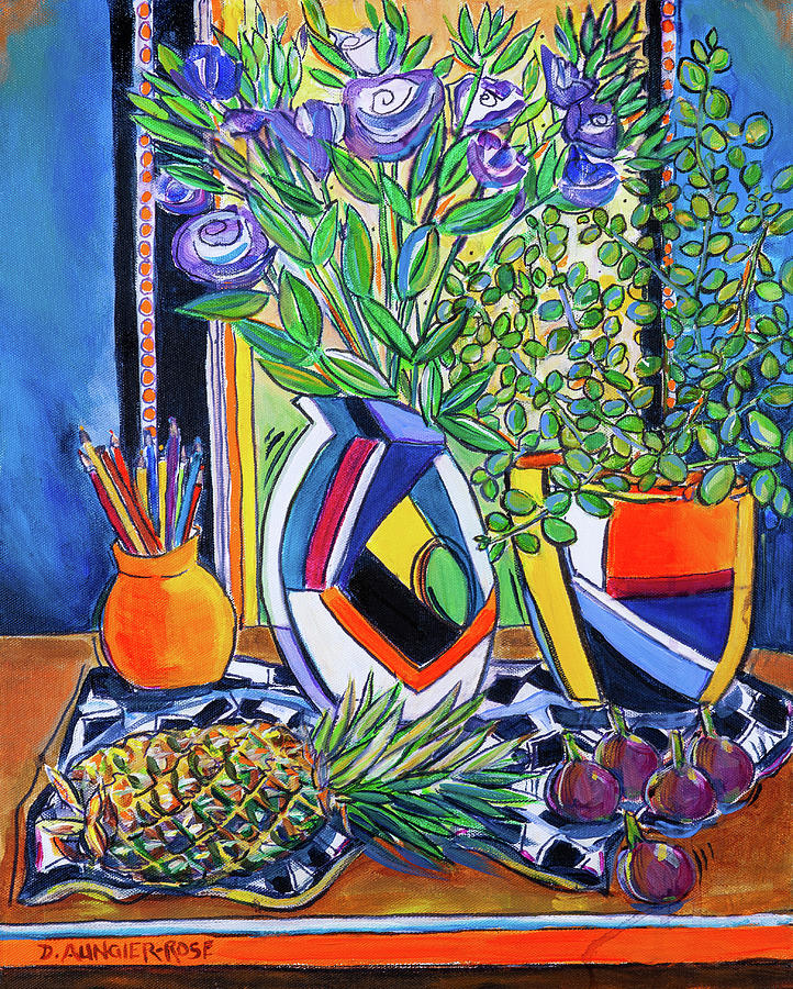 Jazzy Lisianthus Still Life Painting by Seeables Visual Arts