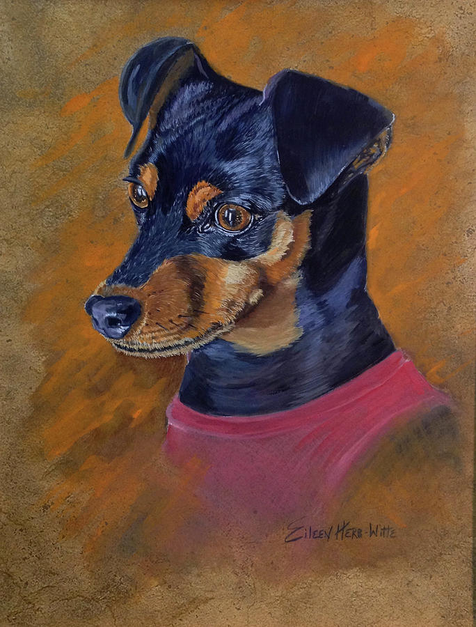 Dog Painting - Jazzy Miniture Pincher by Eileen Herb-witte