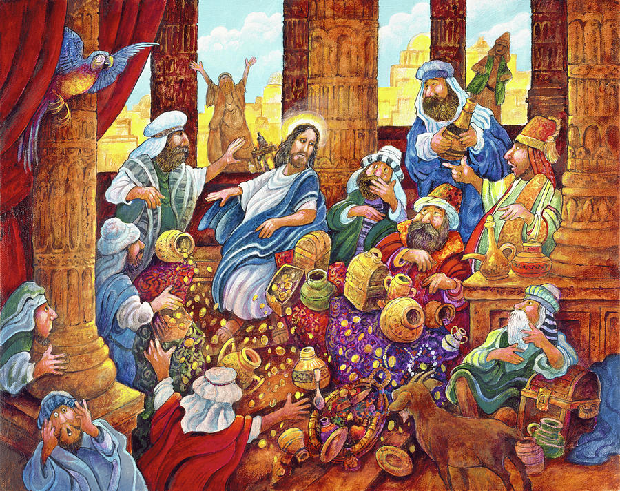 Jesus Christ Painting - J.c. & Money Lendors by Bill Bell