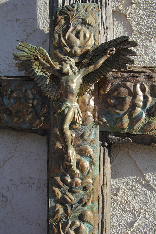 Beautiful Brass Angel Cross Painting by William T Templeton