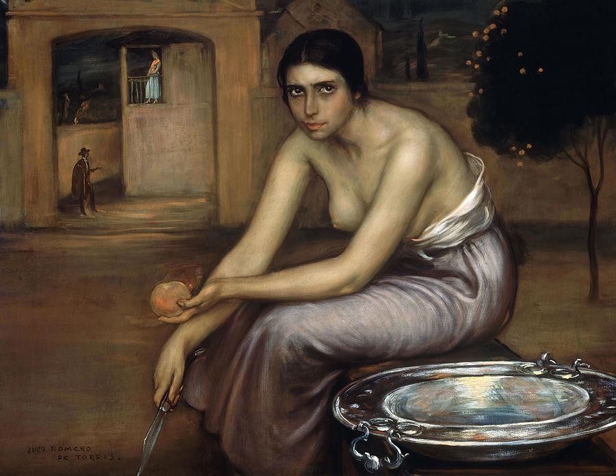 Jealousy, ca. 1920, Oil on canvas, 81,5 x 104 cm. Painting by Julio Romero de Torres -1874-1930-