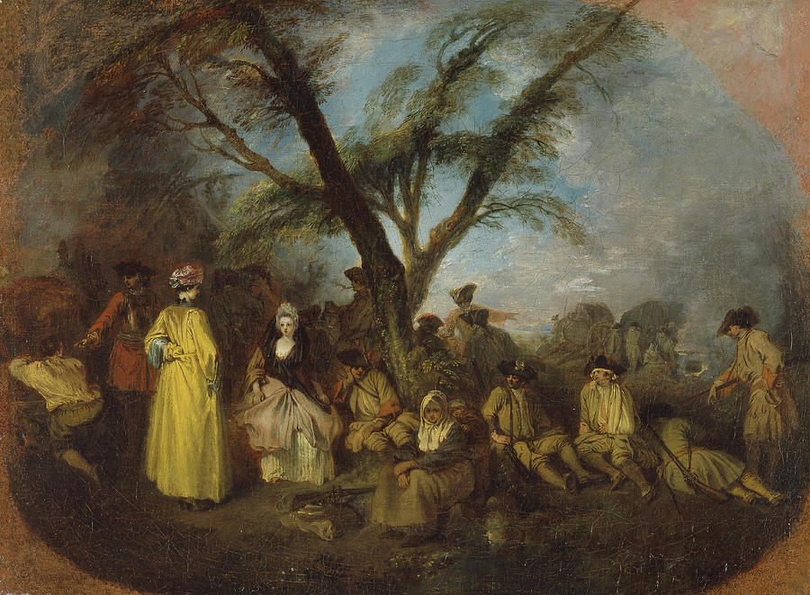 Jean Antoine Watteau -Valenciennes, 1684 -Nogent-sur-Marne, 1721-. The Rest -ca. 1709-. Oil on ca... Painting by Jean Antoine Watteau -1684-1721- Jean Antoine Watteau -Valenciennes, 1684 -Nogent-sur-Marne, 1721-. The Rest -ca. 1709-. Oil on ca... Painting by Jean Antoine Watteau -1684-1721-