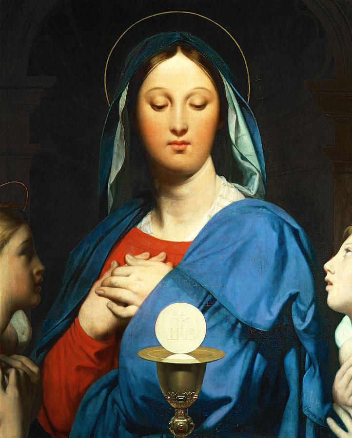 Jean Auguste Dominique Ingres / The Virgin Mary Prays to the Host, 1866. Painting by Jean Auguste Dominique Ingres -1780-1867-