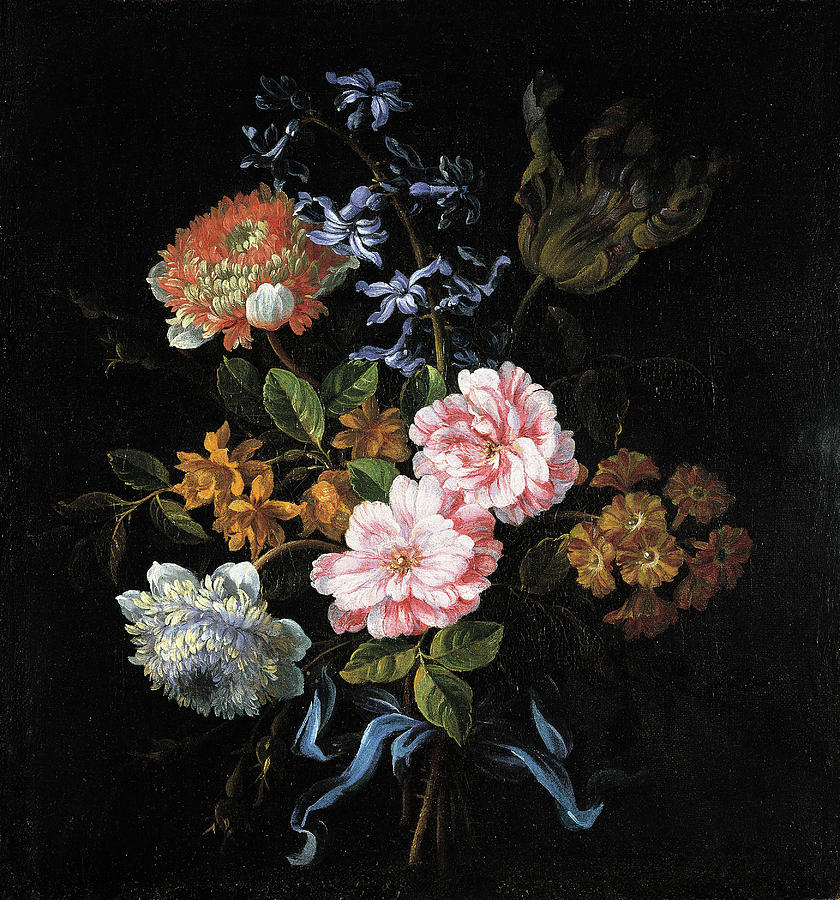 Jean-Baptiste Monnoyer -Lille, 1636-Londres, 1699-. A Bouquet of Poppy Anemones, York-and-Lancast... Painting by Jean Baptiste Monnoyer -1634-1699-