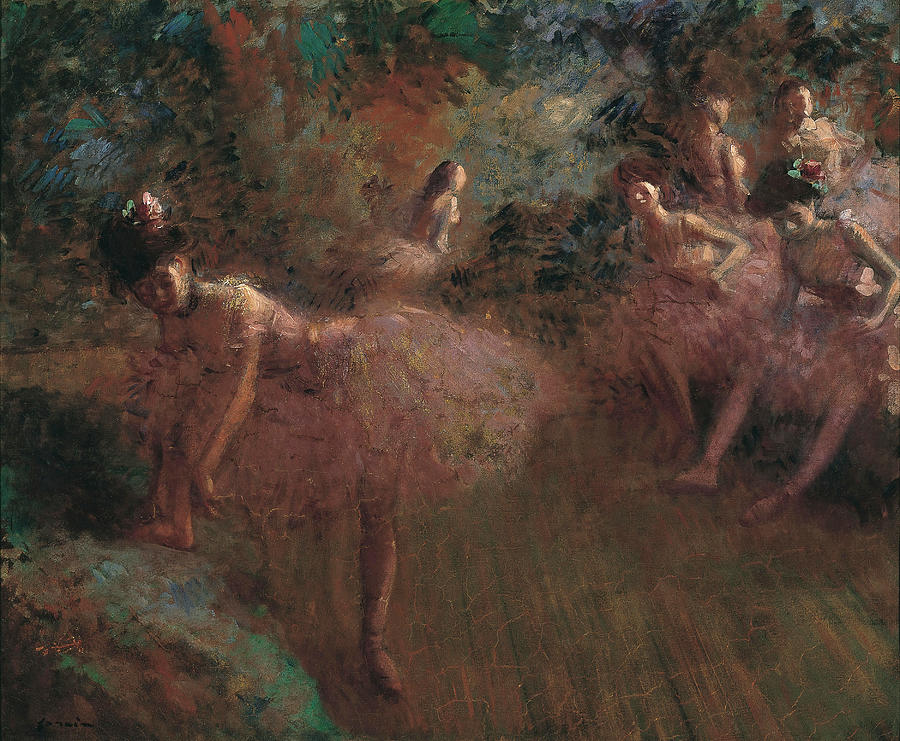Jean-Louis Forain -Reims, 1852-Paris, 1931-. Dancers in pink -ca. 1905-. Oil on canvas. 60.3 x 73... Painting by Jean-Louis Forain -1852-1931-
