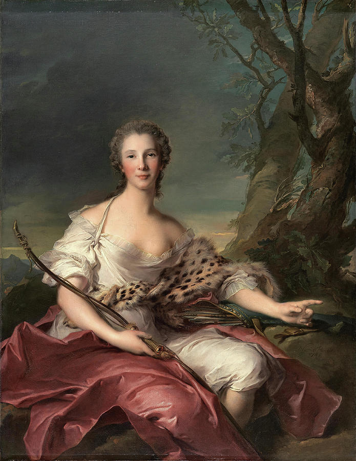 Jean-Marc Nattier -Paris, 1685-1766-. Portrait of Madame Bouret as Diana -1745-. Oil on canvas. 1... Painting by Jean Marc Nattier -1685-1766-