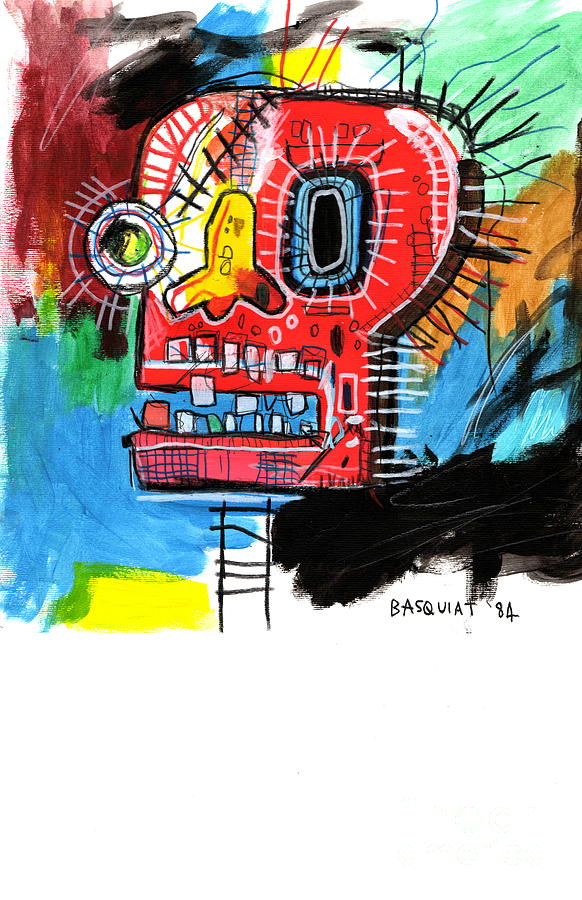 Jean Michel Basquiat SKULL  Drawing by New York Artist