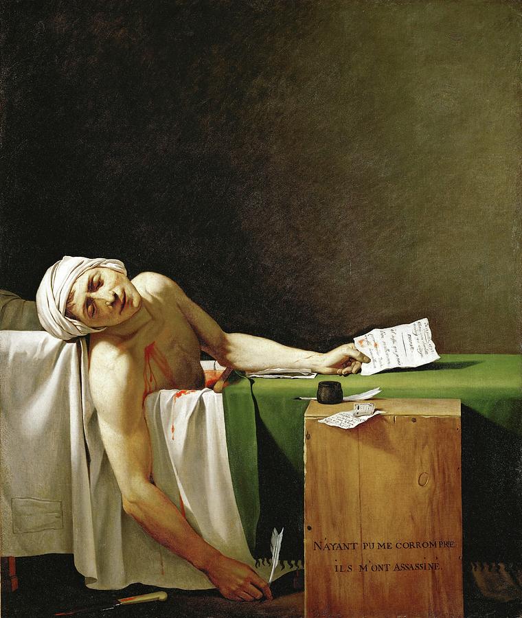 Jean Paul Marat, dead in his bathtub, assassinated by Charlotte Corday in 1793. Painting by Jacques Louis David -1748-1825-