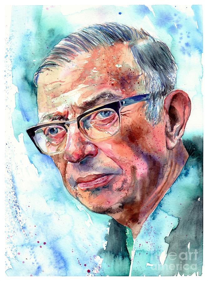 Jean-paul Painting - Jean-Paul Sartre Portrait by Suzann Sines