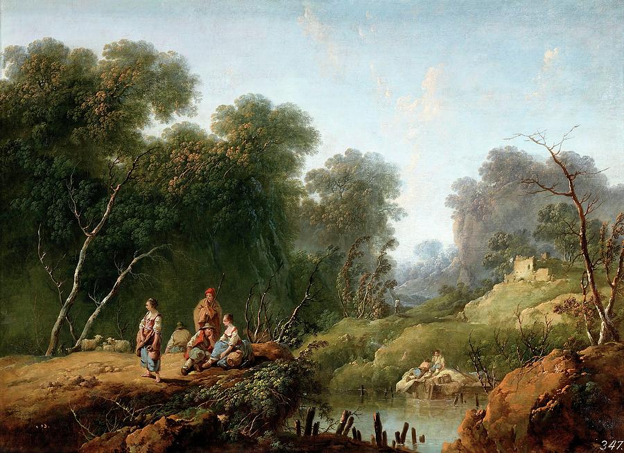 Jean Pillement / Lanscape , 1773, French School, Oil on canvas, 56 cm x 76 cm, P02303. Painting by Jean-Baptiste Pillement -1728-1808-