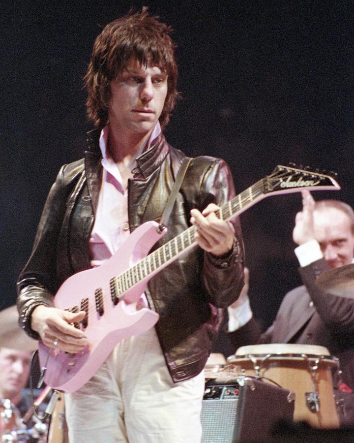 Jeff Beck Photograph - Jeff Beck And Ray Cooper Performing On Stage At Arms Charity Concerts by Globe Photos