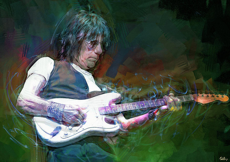Jimmy Page Mixed Media - Jeff Beck, guitarist by Mal Bray