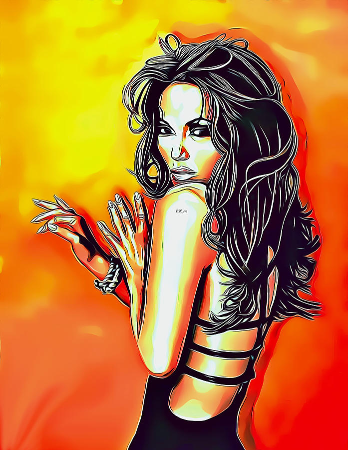 Jennifer Lopez illustration Digital Art by Nenad Vasic