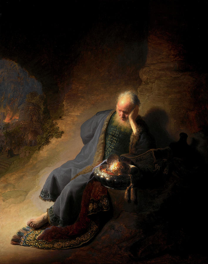 Jeremiah Lamenting the Destruction of Jerusalem by Rembrandt van Rijn Painting by Rolando Burbon