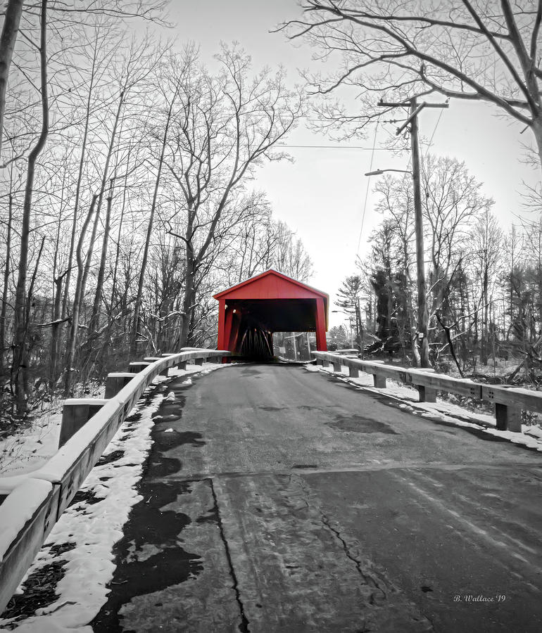 Winter Photograph - Jericho Covered Bridge Color Select by Brian Wallace