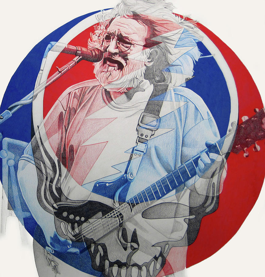 Jerry Garcia-Steal Your Face Drawing by Joshua Morton