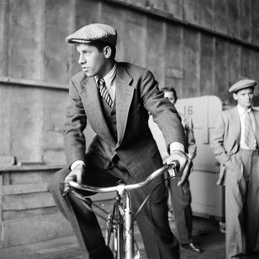Jerry Lewis on a Bicycle Photograph by Allan Grant