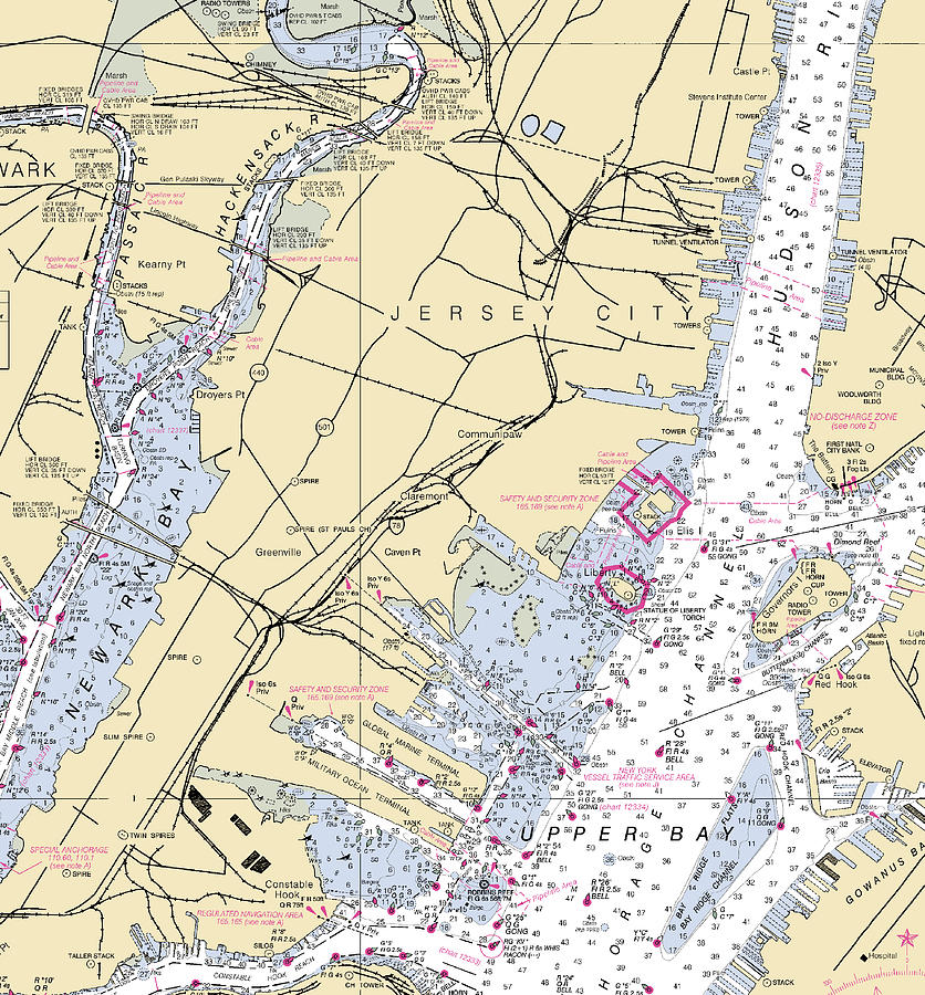 Jersey City-new Jersey Nautical Chart Mixed Media by Sea Koast | Pixels