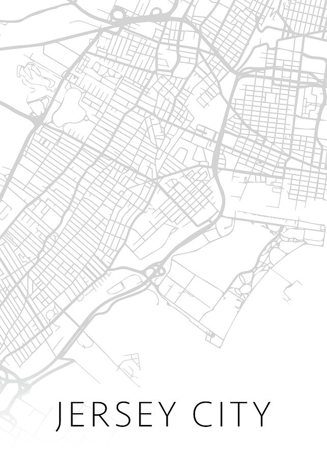 Jersey City Mixed Media - Jersey City Street Map Minimalist Black and White Series by Design Turnpike
