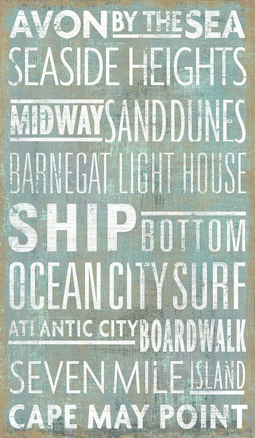 Typography Mixed Media - Jersey Shore Sites by Art Licensing Studio